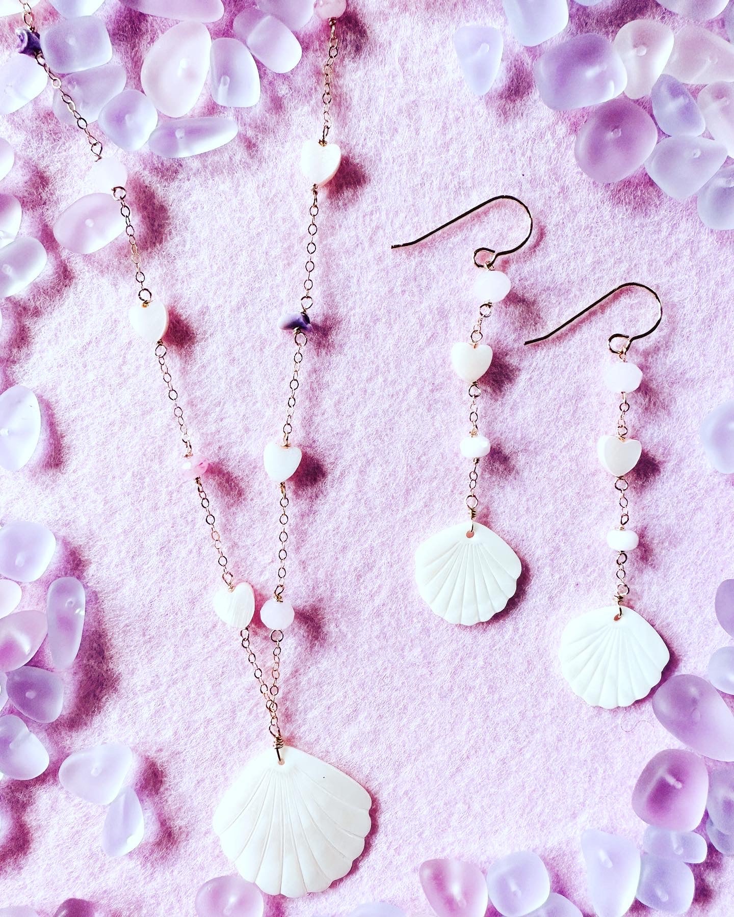 Clam & Heart Shell Necklace