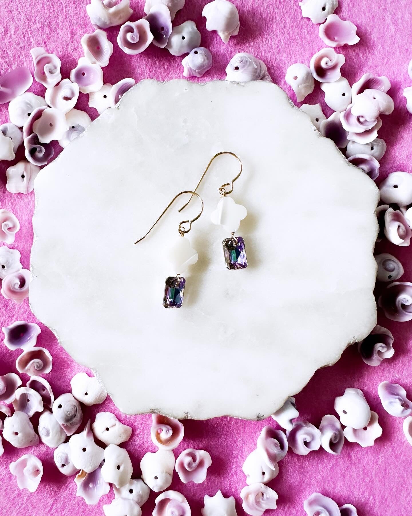 Clover Shell & Crystal Earrings