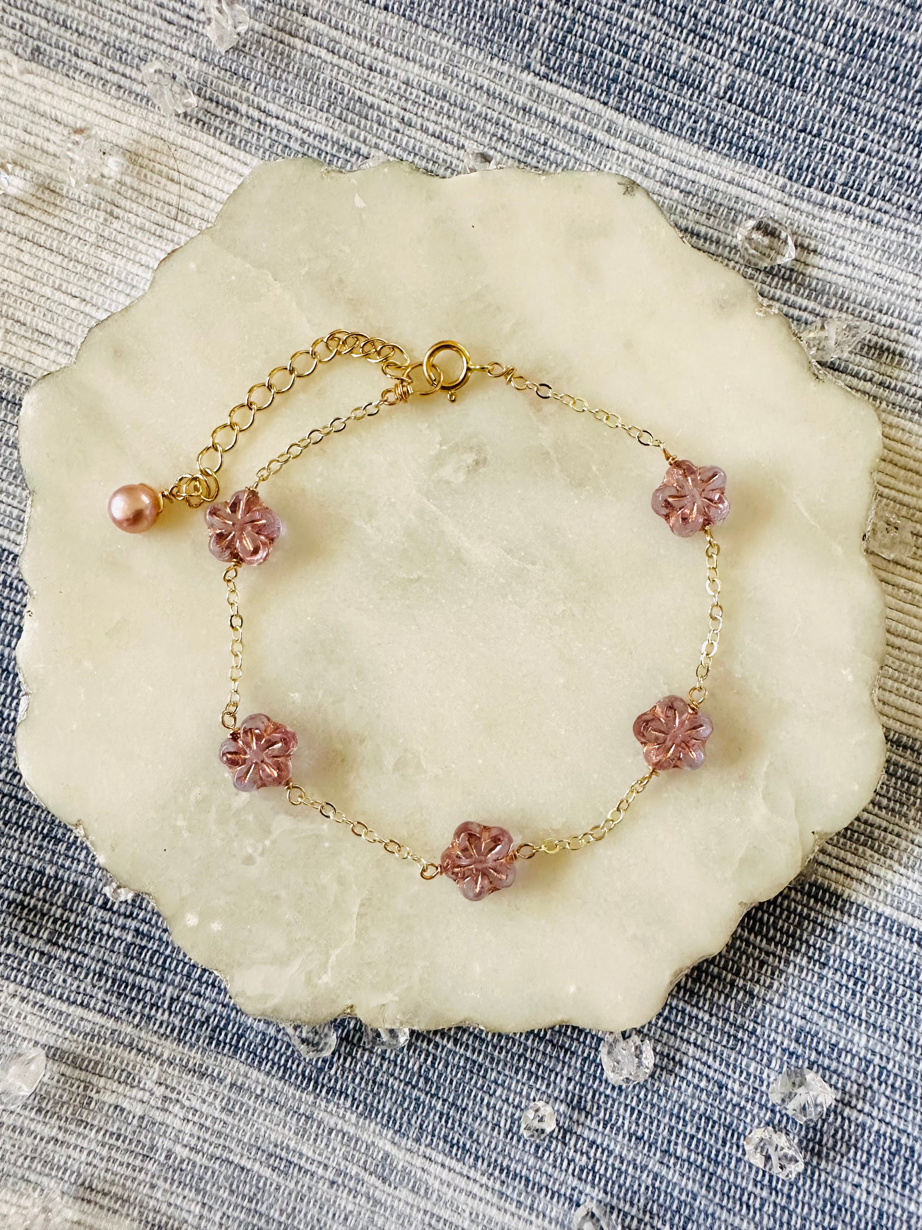 Glass Flower Bracelets