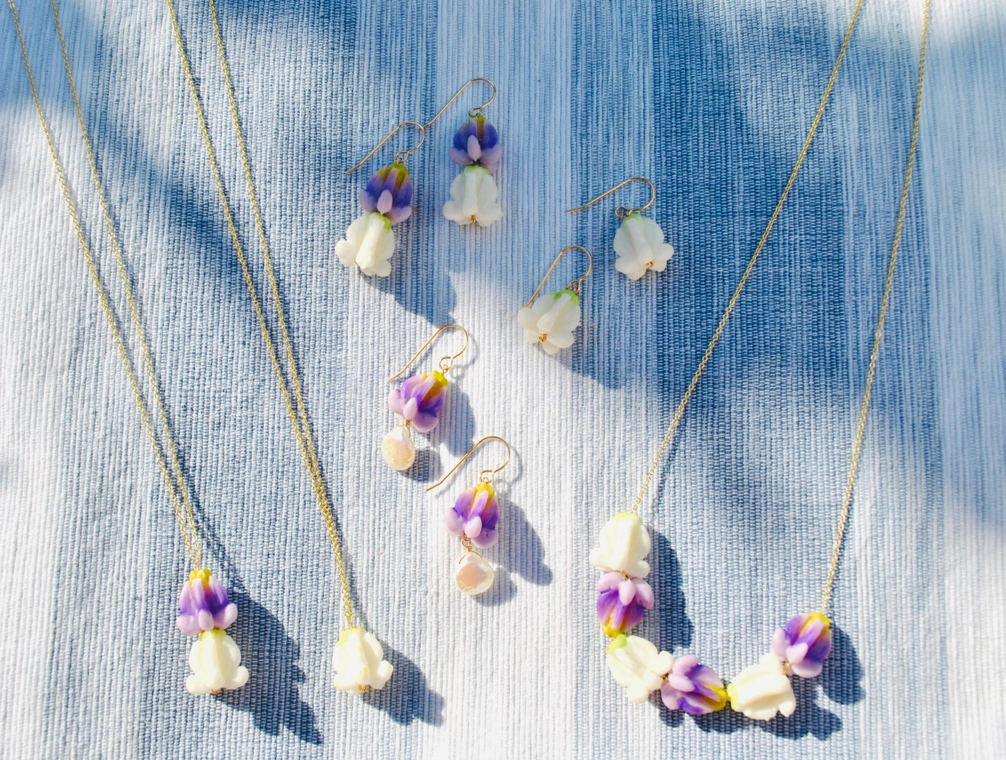 Purple Crown Flower & Pearl Earrings - Lehua Hawaii Jewelry LLC