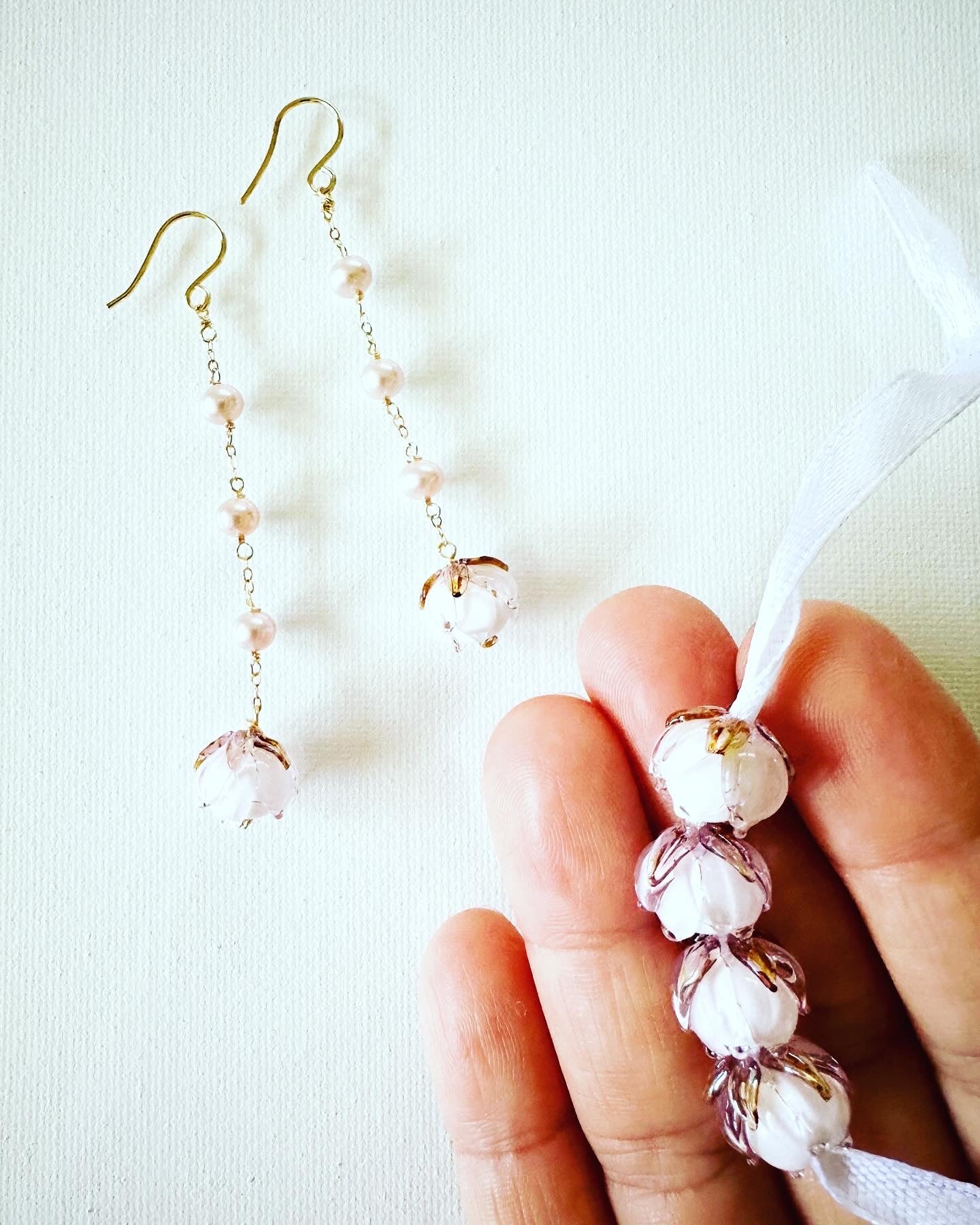 Ballerina Rose & Pink Pearl Earrings