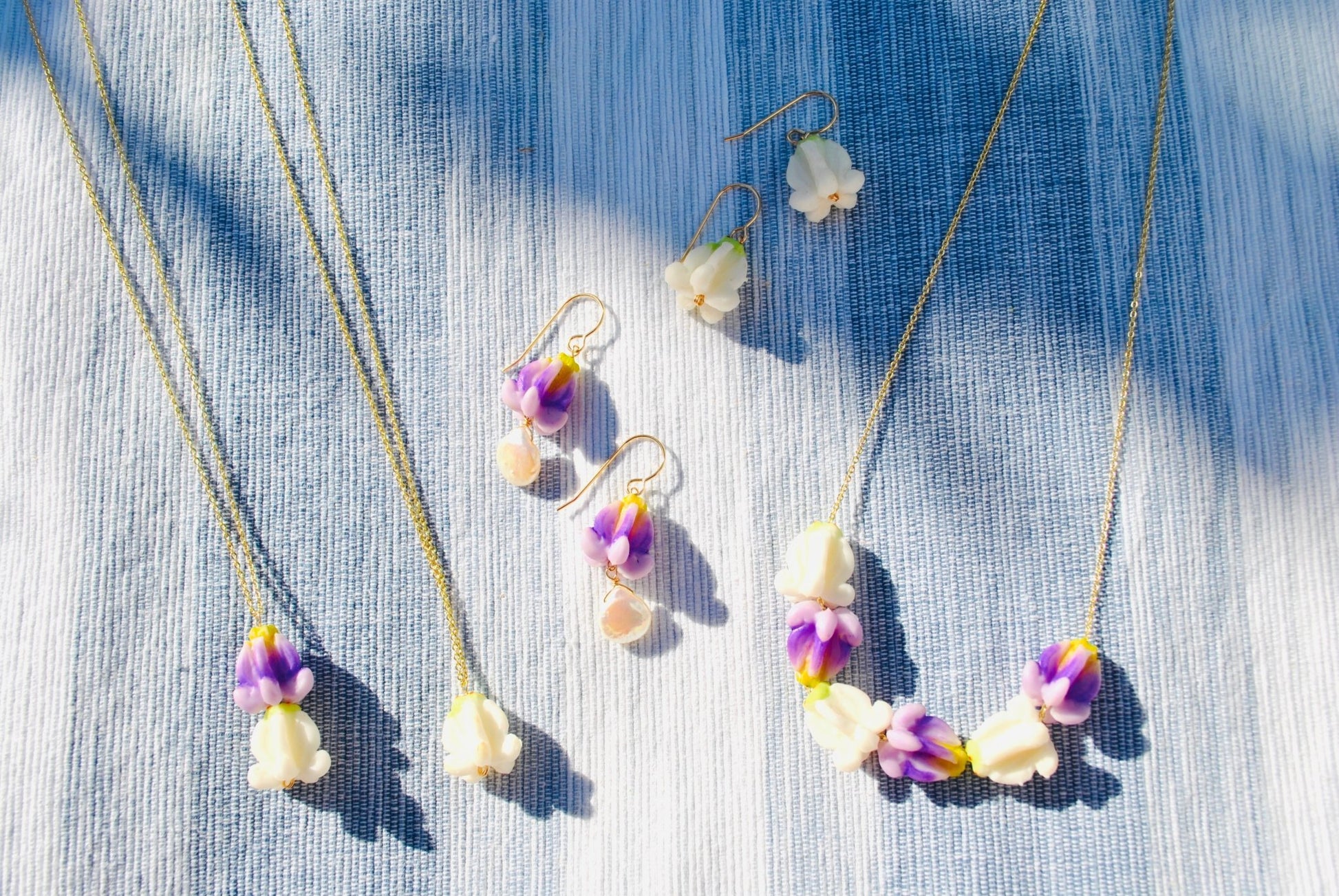 White & Purple Crown Earrings - Lehua Hawaii Jewelry LLC