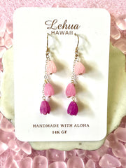 Clear Purple Pua Pikake Earrings - Lehua Hawaii Jewelry LLC