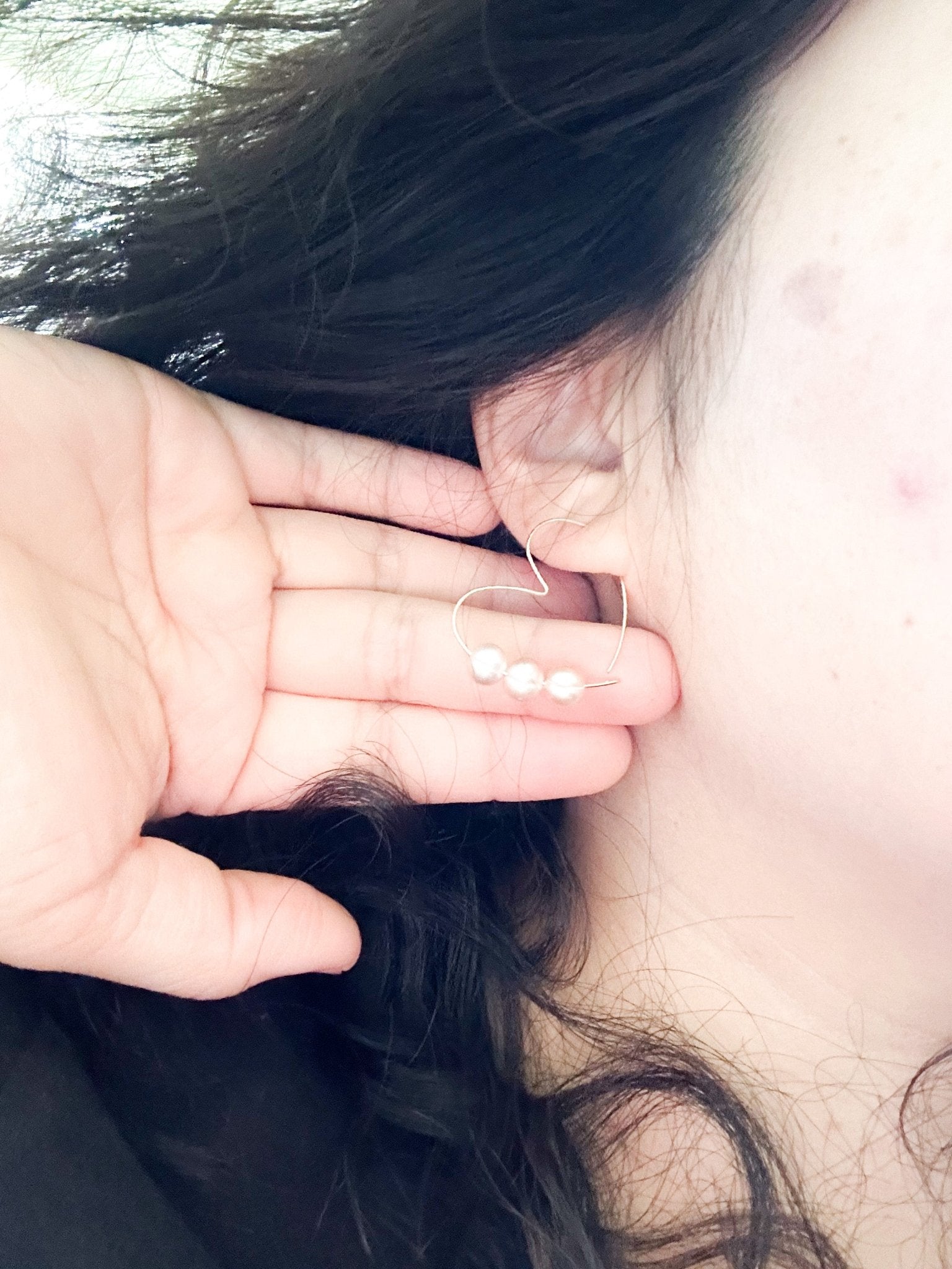 Heart Pearl Hook Earrings - Lehua Hawaii Jewelry LLC