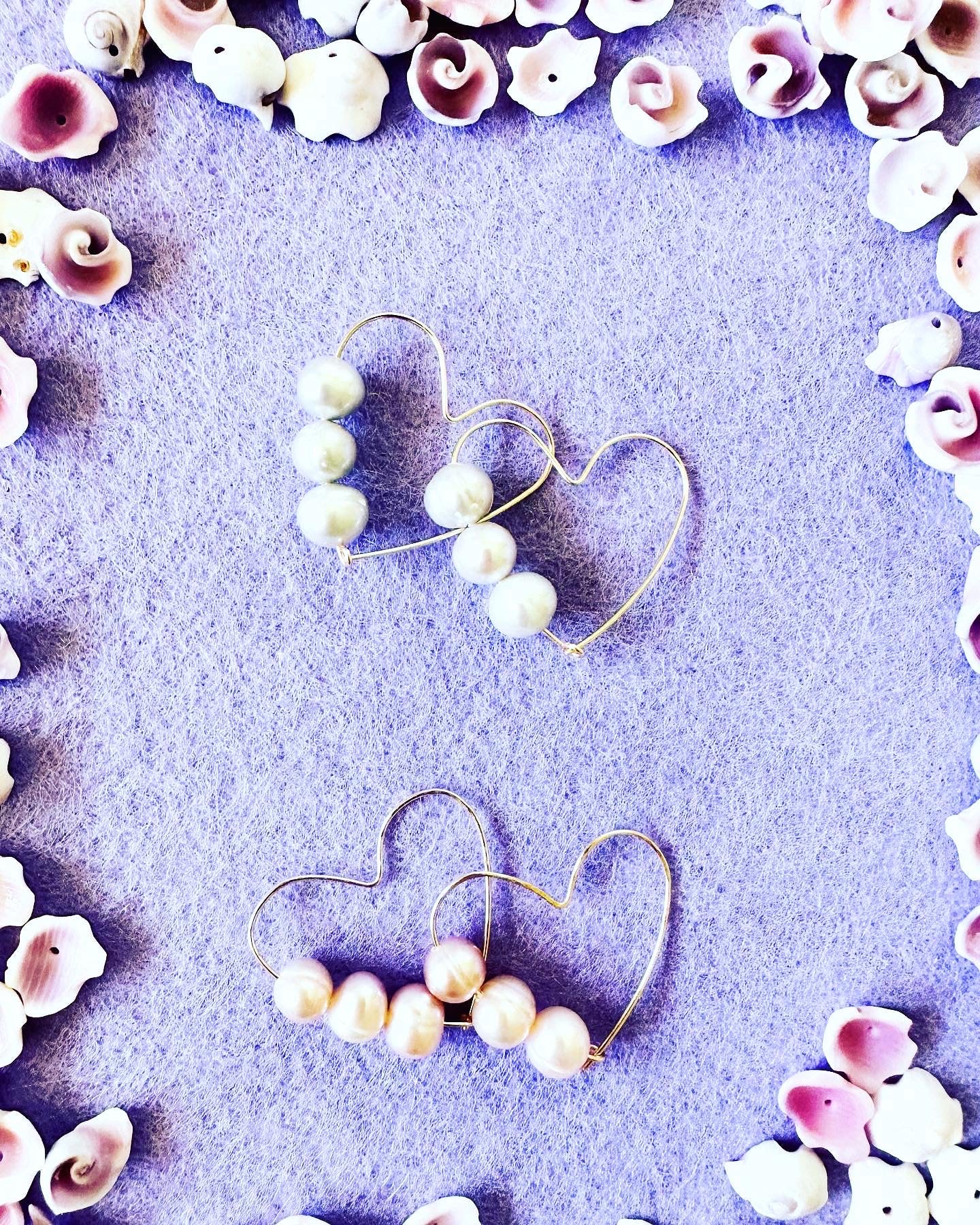 Heart Pearl Hook Earrings - Lehua Hawaii Jewelry LLC