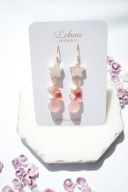 Mermaid Rose Peach Crystal Star Earrings