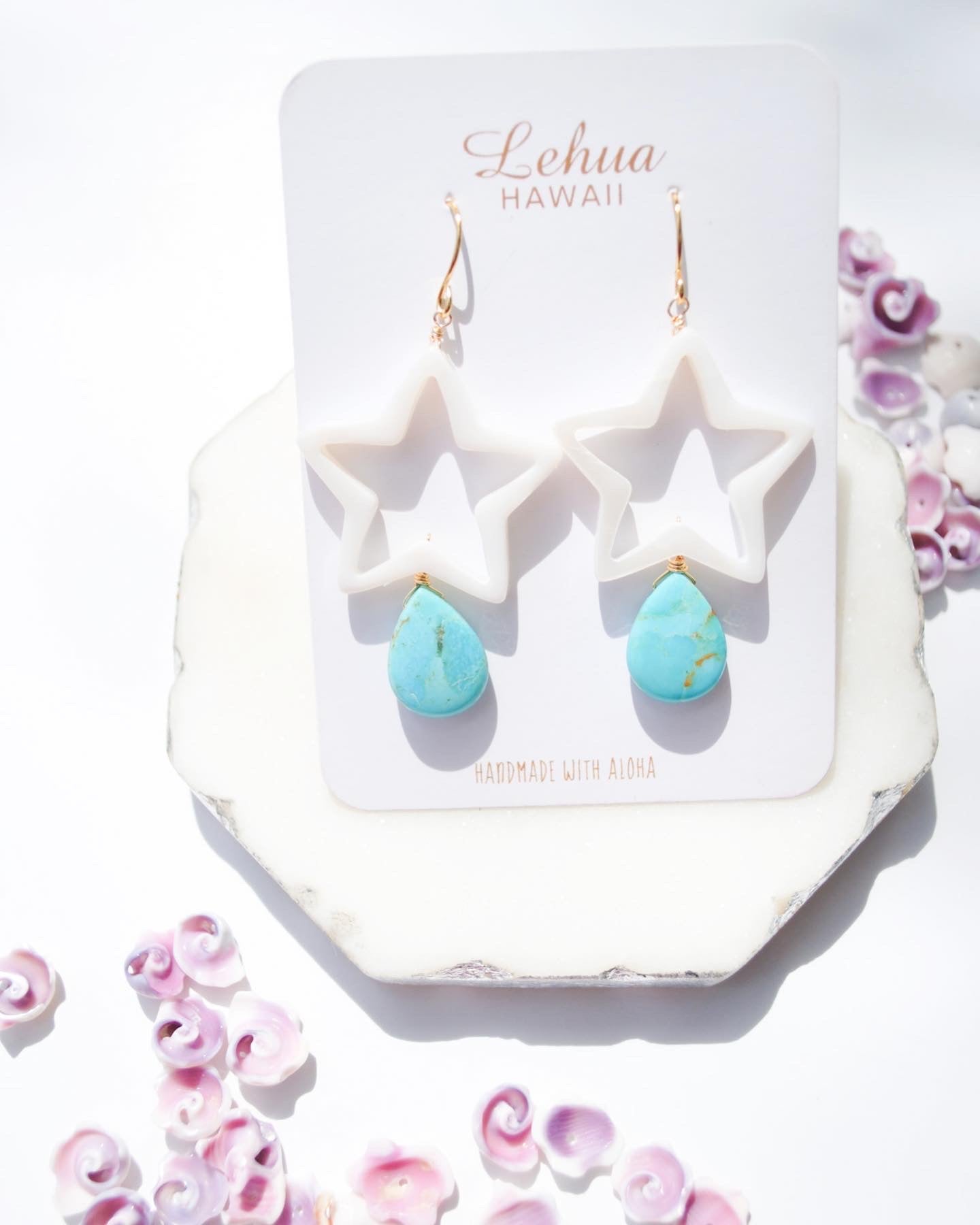 Star Shell & Arizona Turquoise Earrings