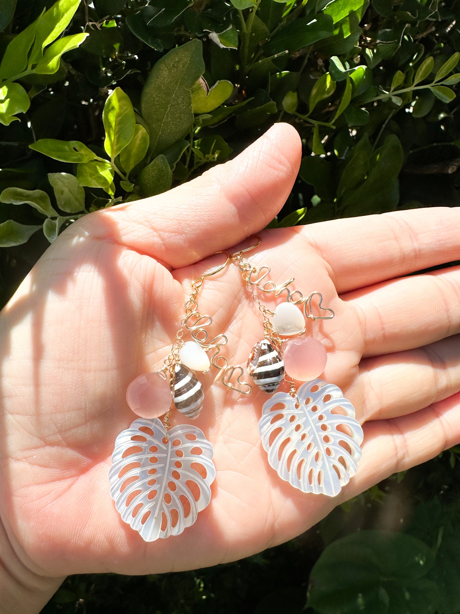 Pink Chalcedony & Monstela Earrings