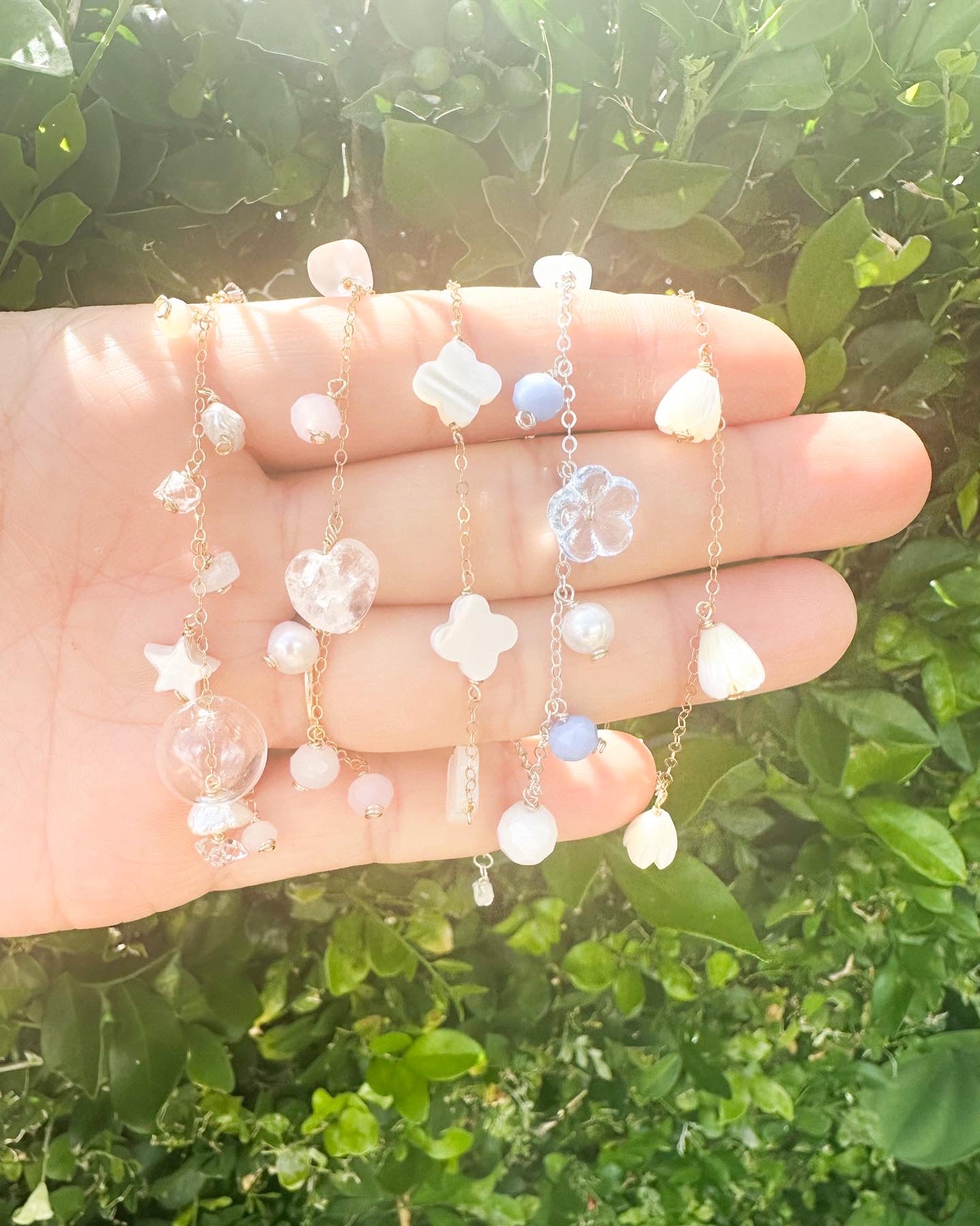 Clear White Shinny Glass Bracelet - Lehua Hawaii Jewelry LLC