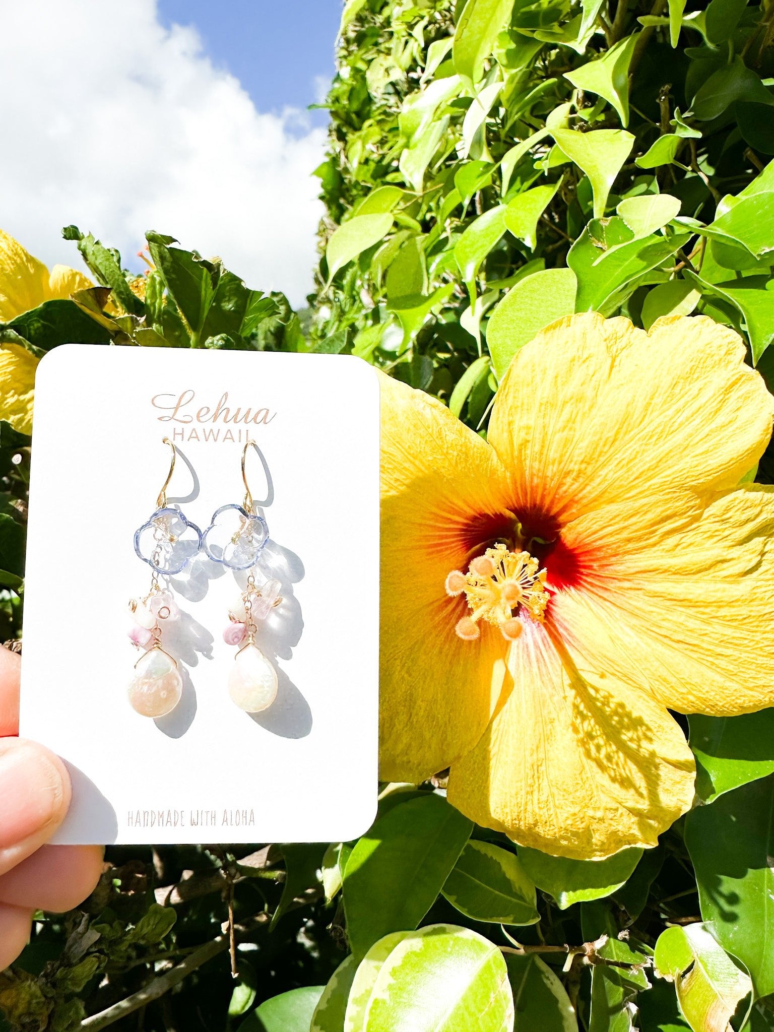Vintage Blue Glass Flower & Pearl Earrings - Lehua Hawaii Jewelry LLC