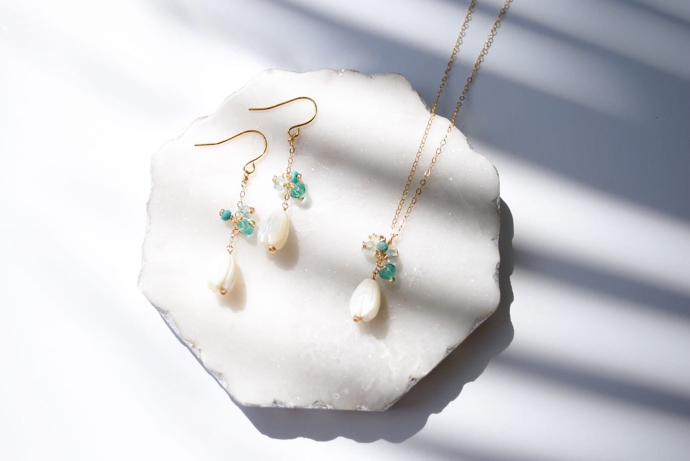 Pikake Flower & Gems Earrings - Lehua Hawaii Jewelry LLC