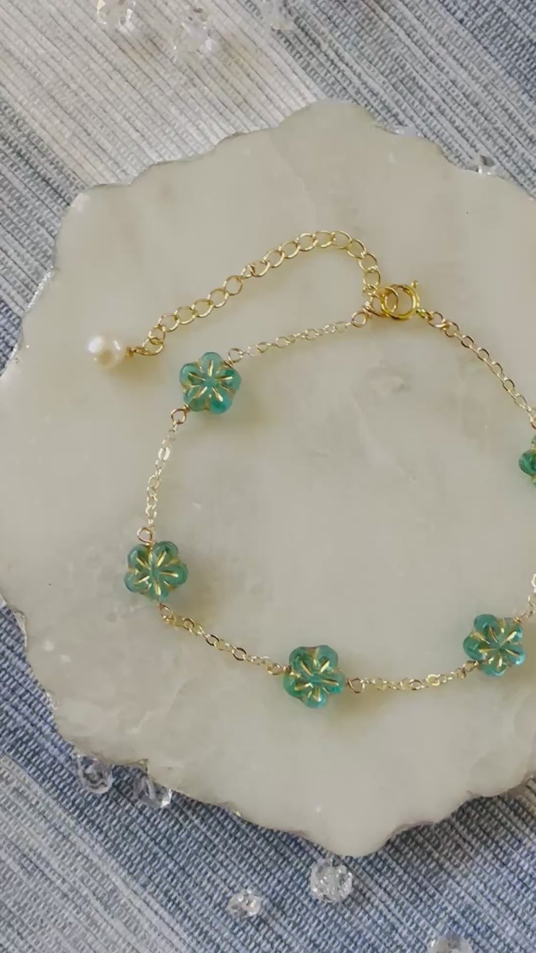 Load video: Glass Flower Bracelets