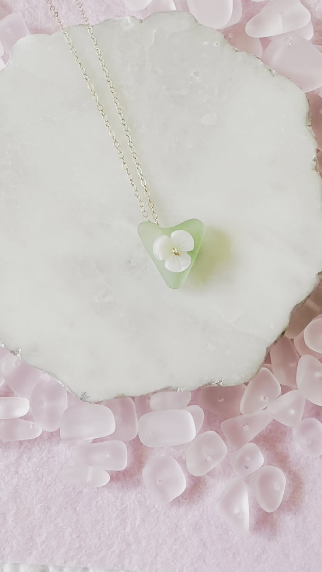 Load video: Heart Sea Glass Necklace