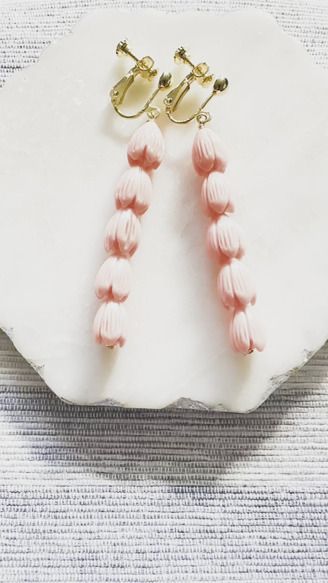 Load video: Coral Orange Pikake Earrings