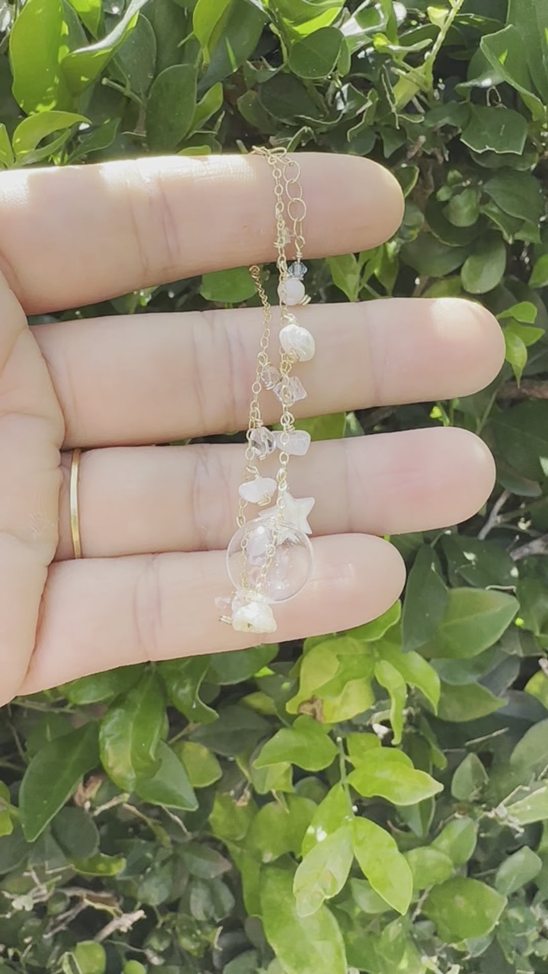 Load video: Clear White Shinny Glass Bracelet