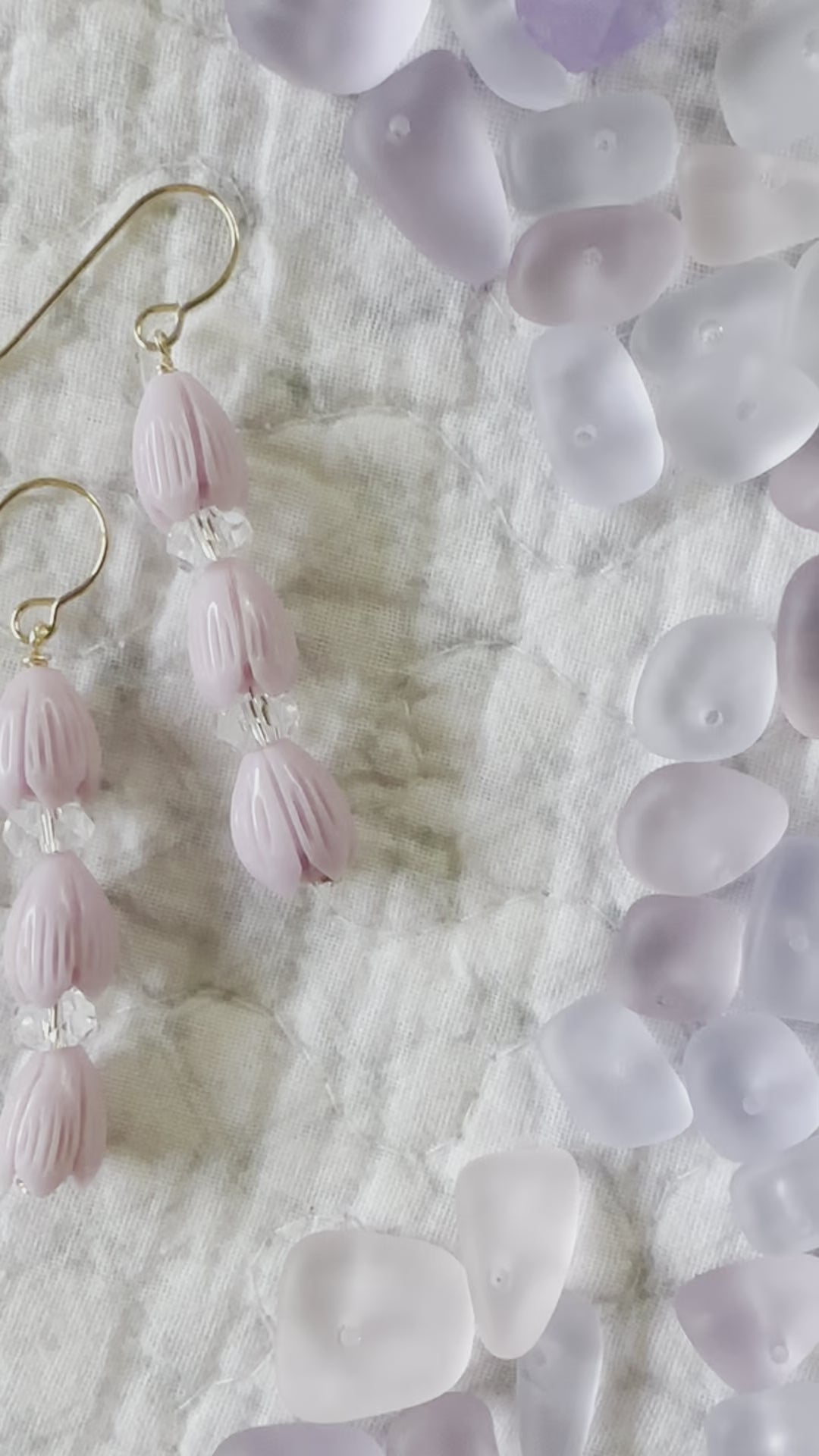 Load video: Lavender Purple Pua Pikake Earrings