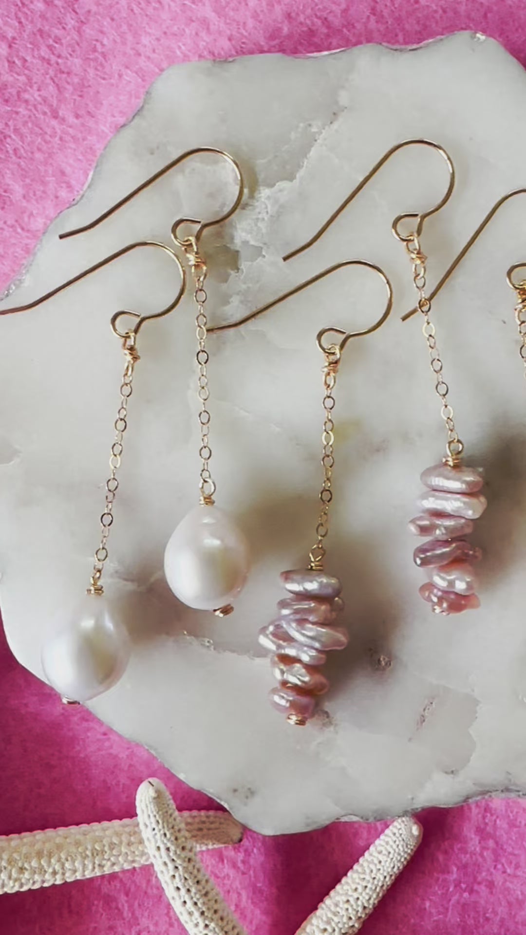 Load video: Purple Keishi Pearl Stack Earrings