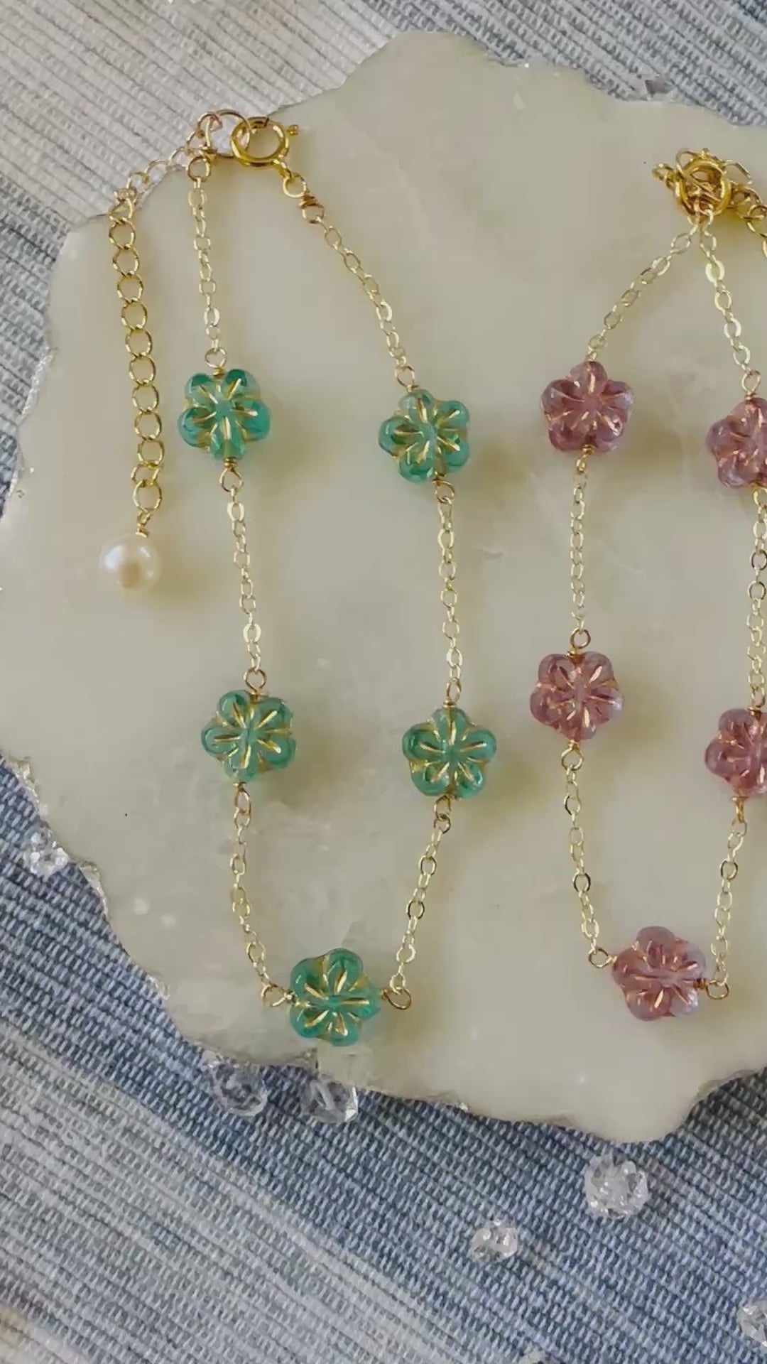 Load video: Glass Flower Bracelets