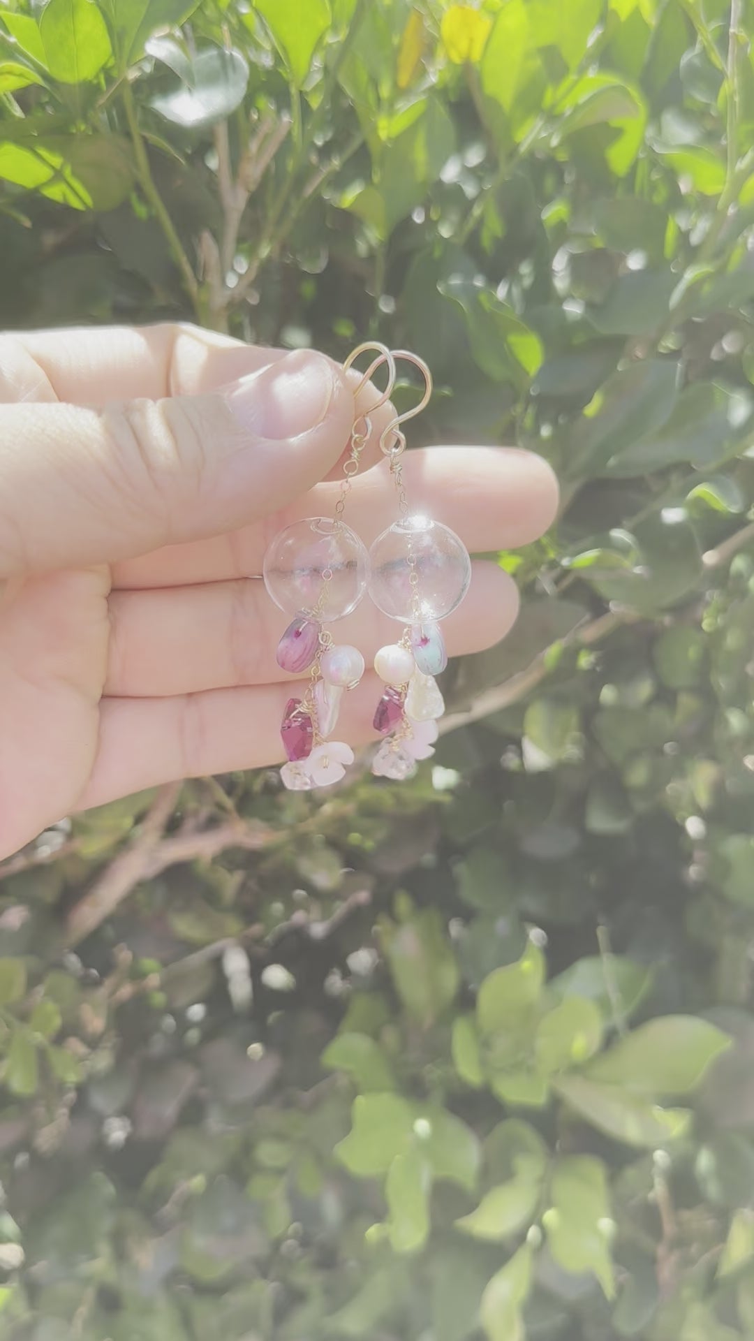 Load video: Crystal Heart Glass Earrings