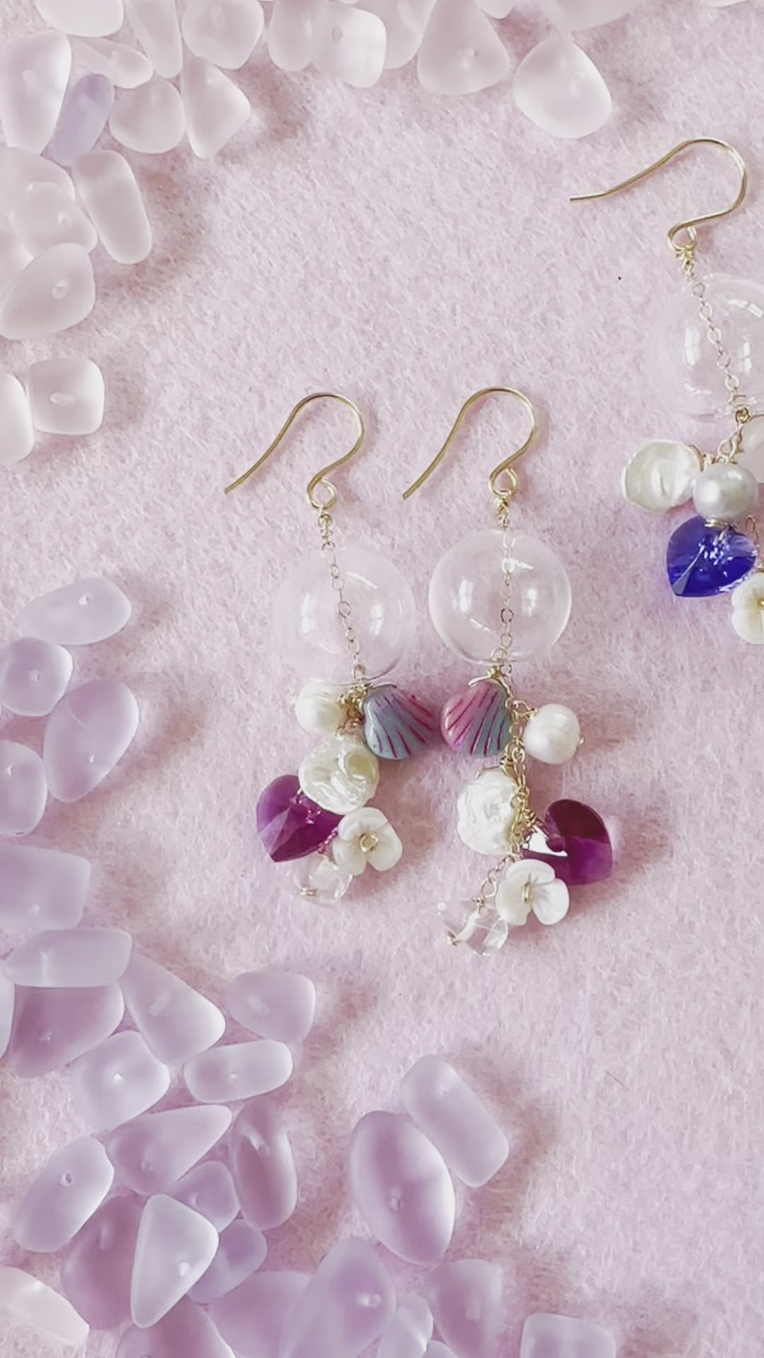 Load video: Crystal Heart Glass Earrings