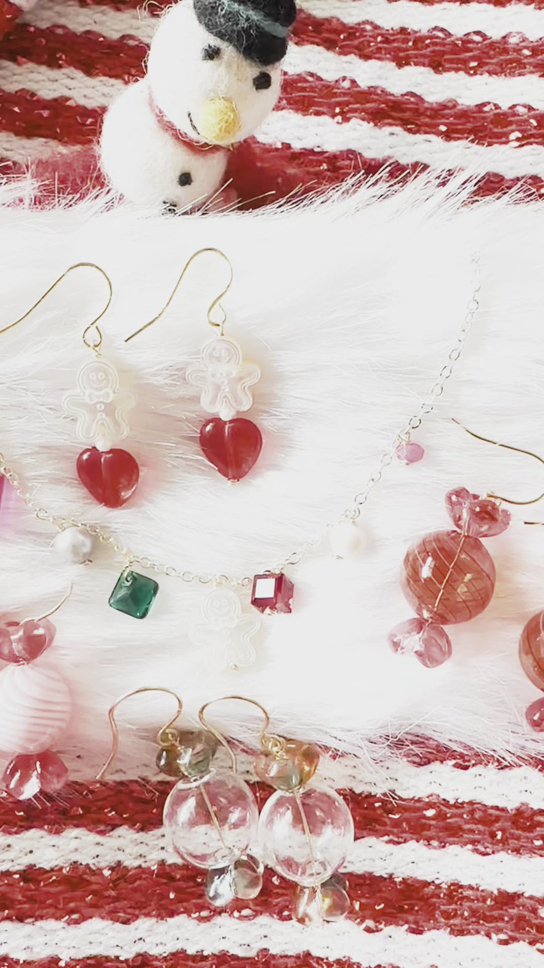 Load video: Red Glass Candy Earrings