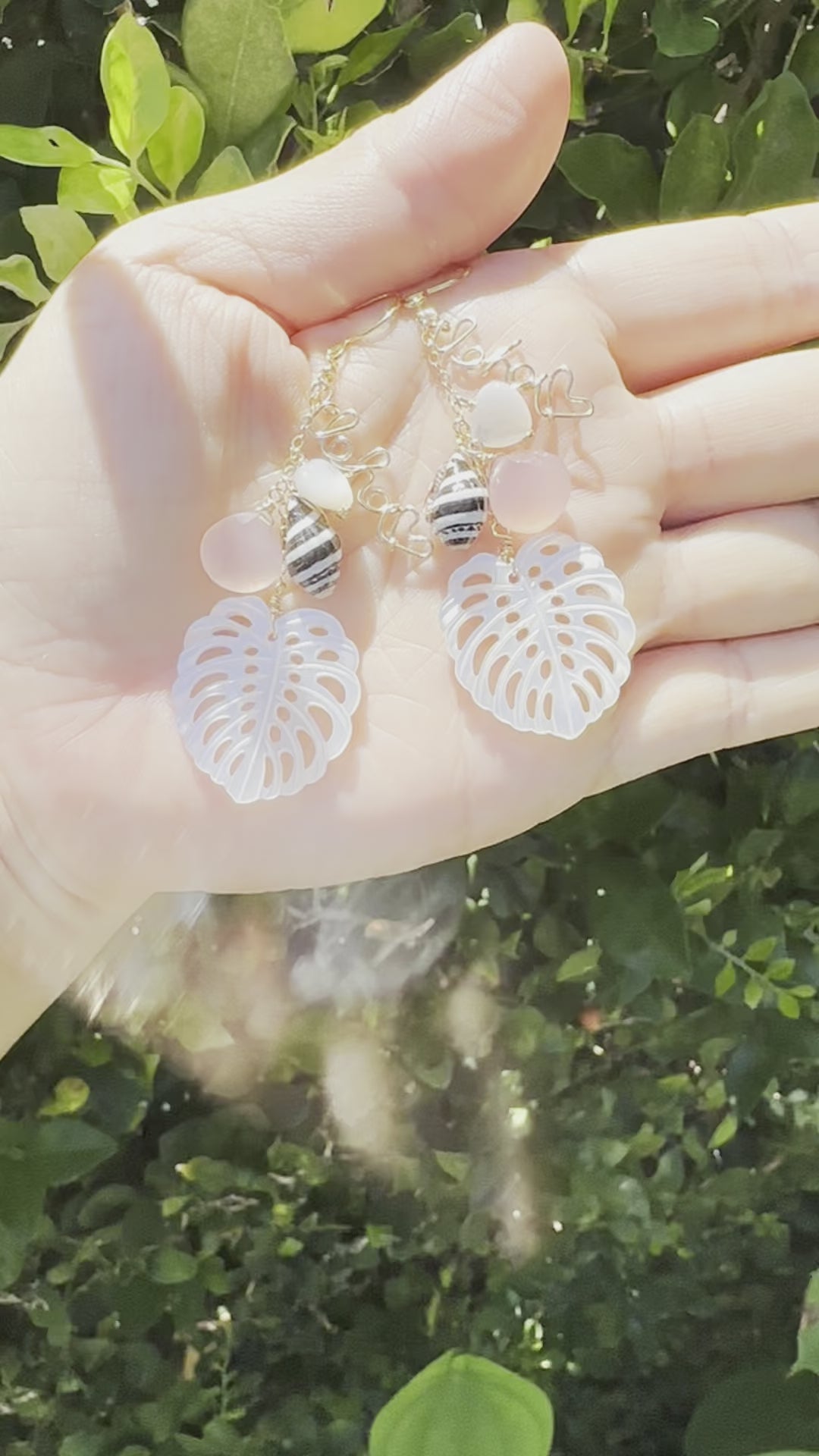 Load video: Pink Chalcedony & Monstela Earrings