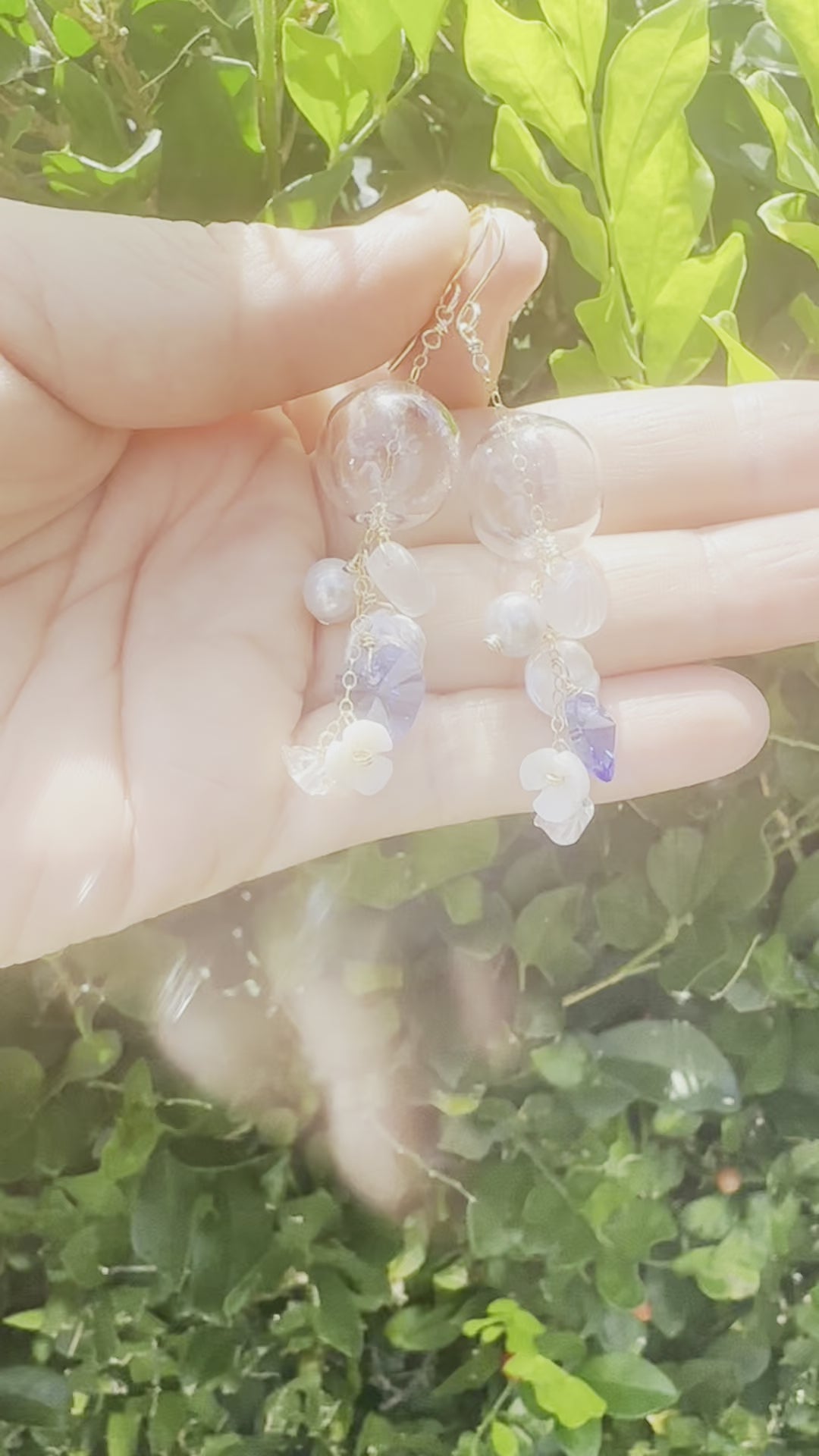 Load video: Crystal Heart Glass Earrings