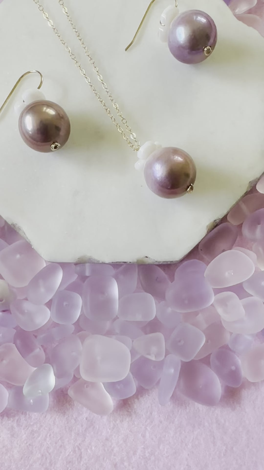 Load video: Purple Pearl Flower Necklace