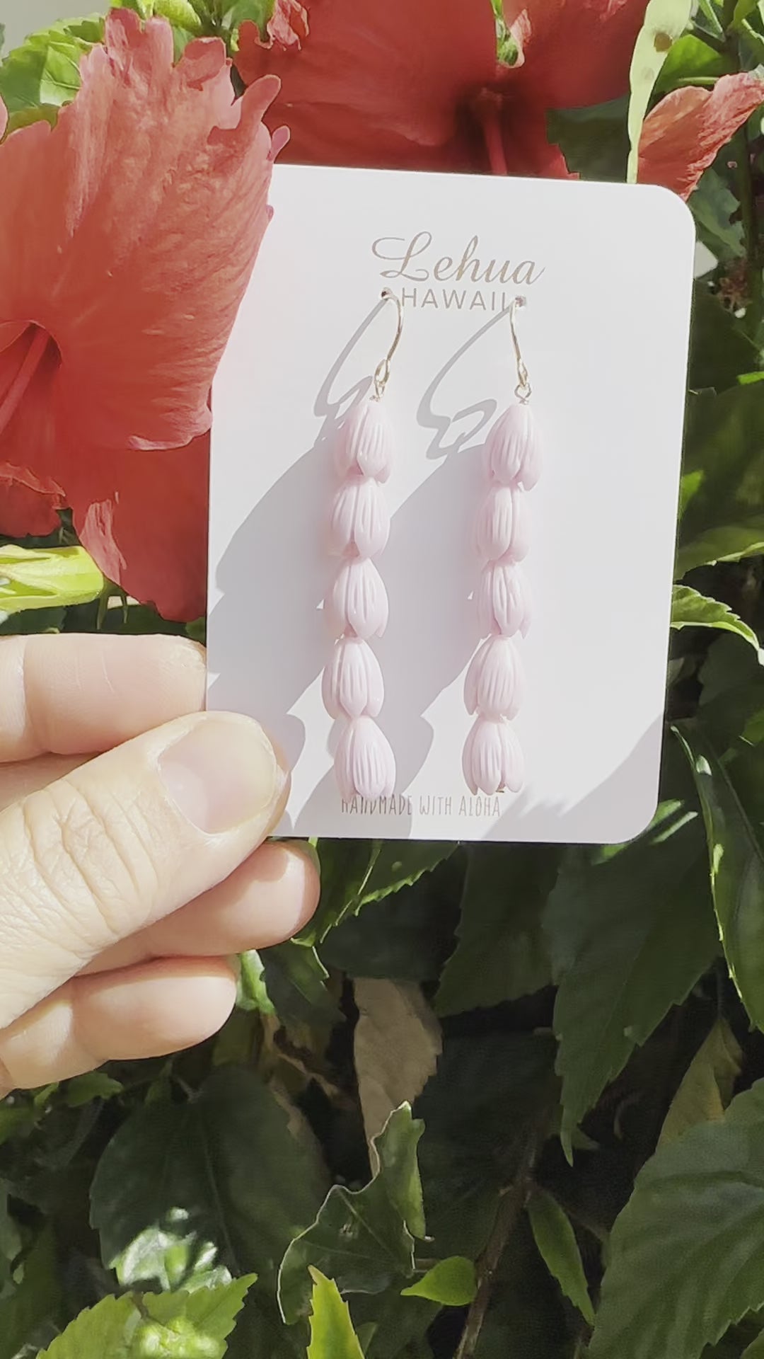 Load video: Lavender Purple Pua Pikake Earrings