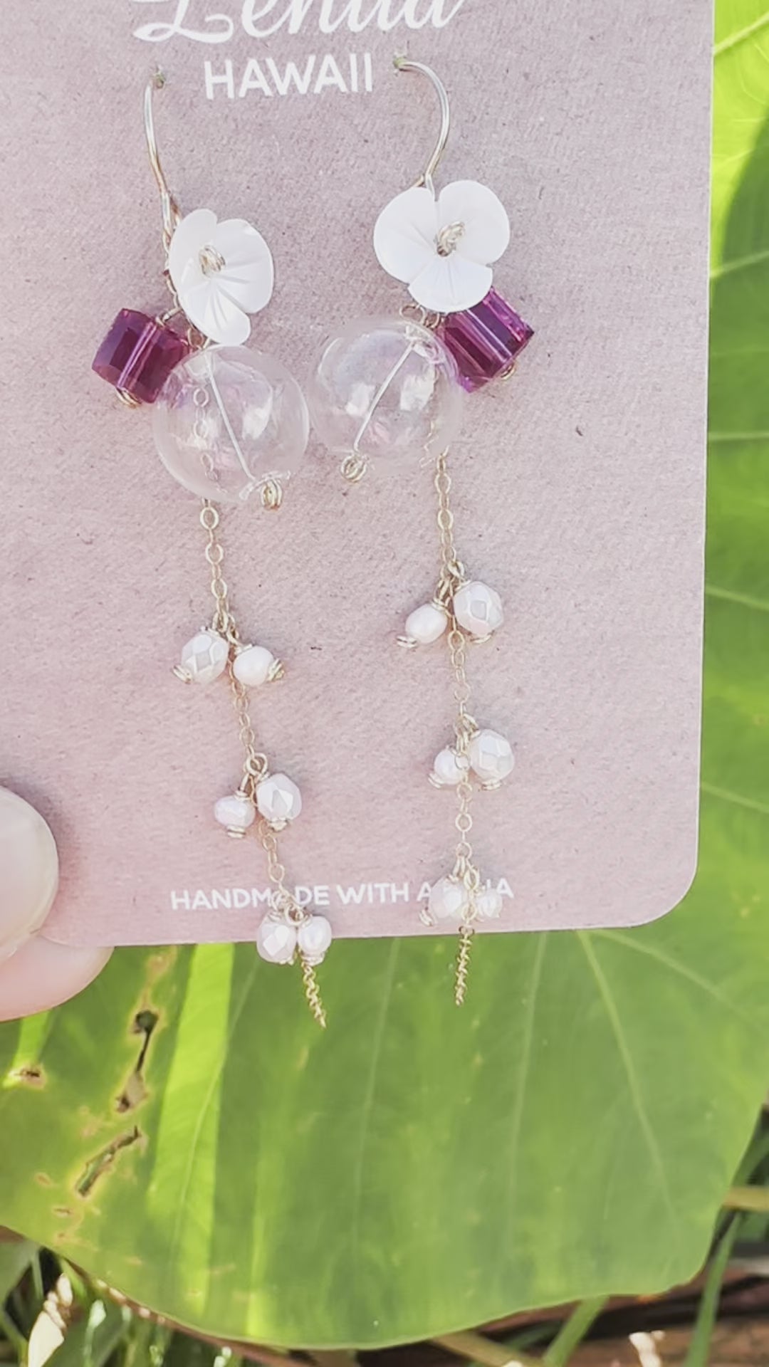 Load video: Shell Flower Clear Glass Earrings