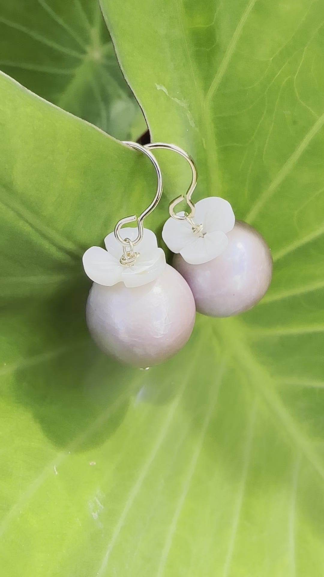 Load video: Purple Pearl Flower Earrings