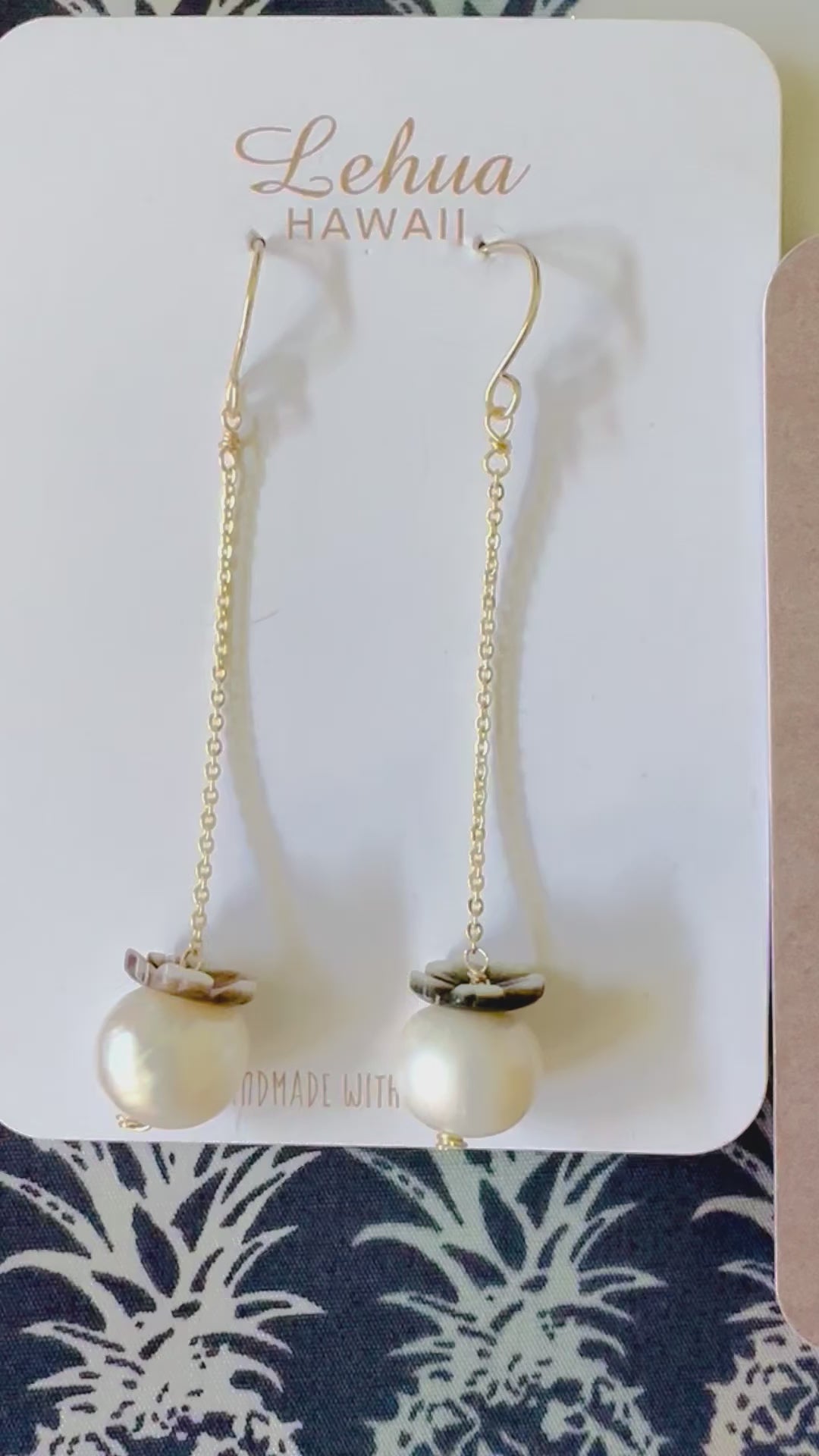 Load video: Plumeria & White Pearl Earrings