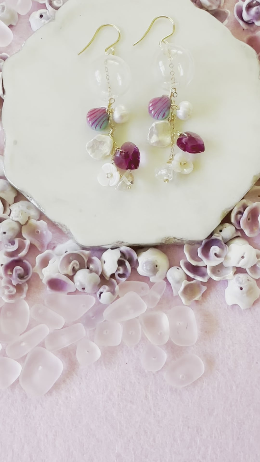 Load video: Crystal Heart Glass Earrings