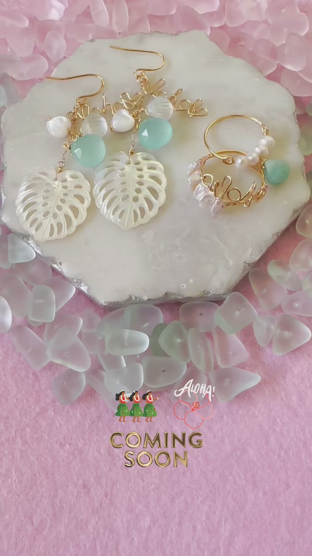 Load video: Aqua Sea Mist Chalcedony & Monstela Earrings