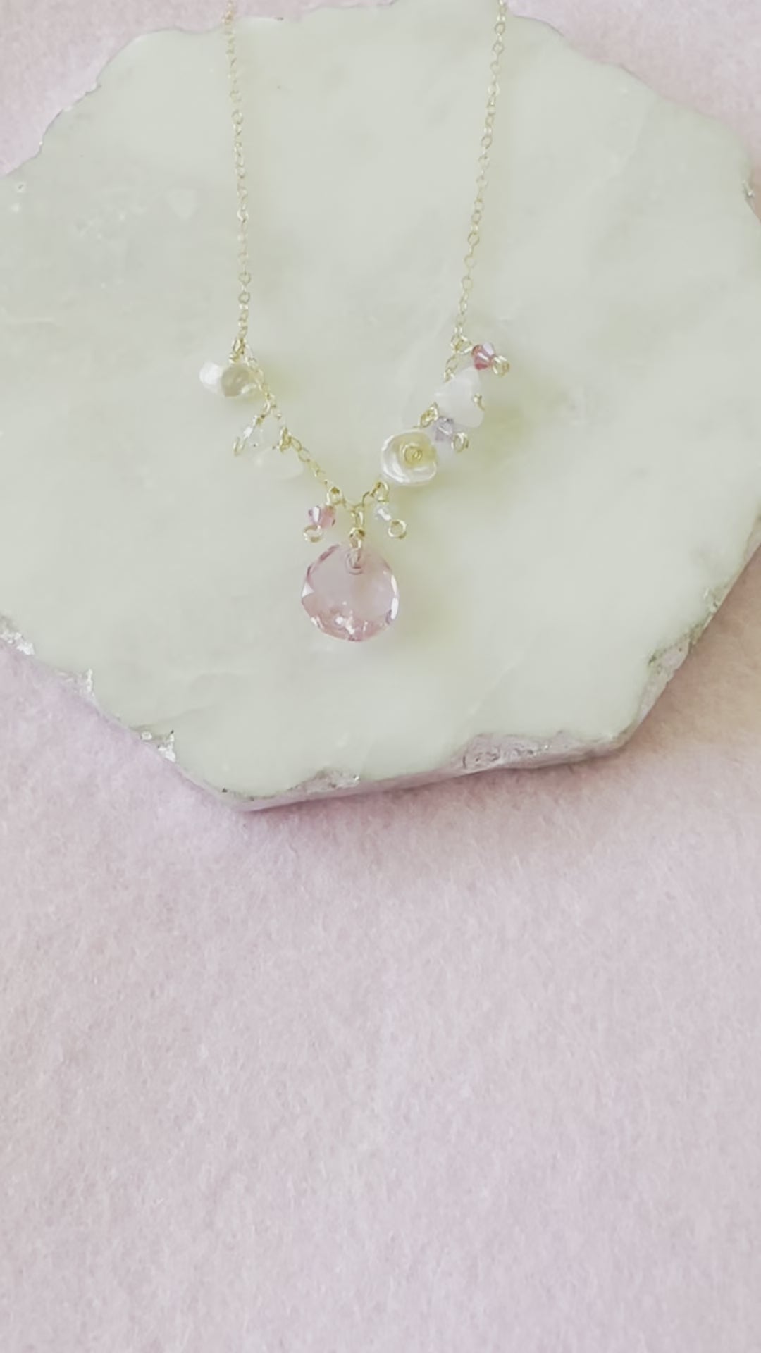 Load video: Rose Pink Crystal Necklace