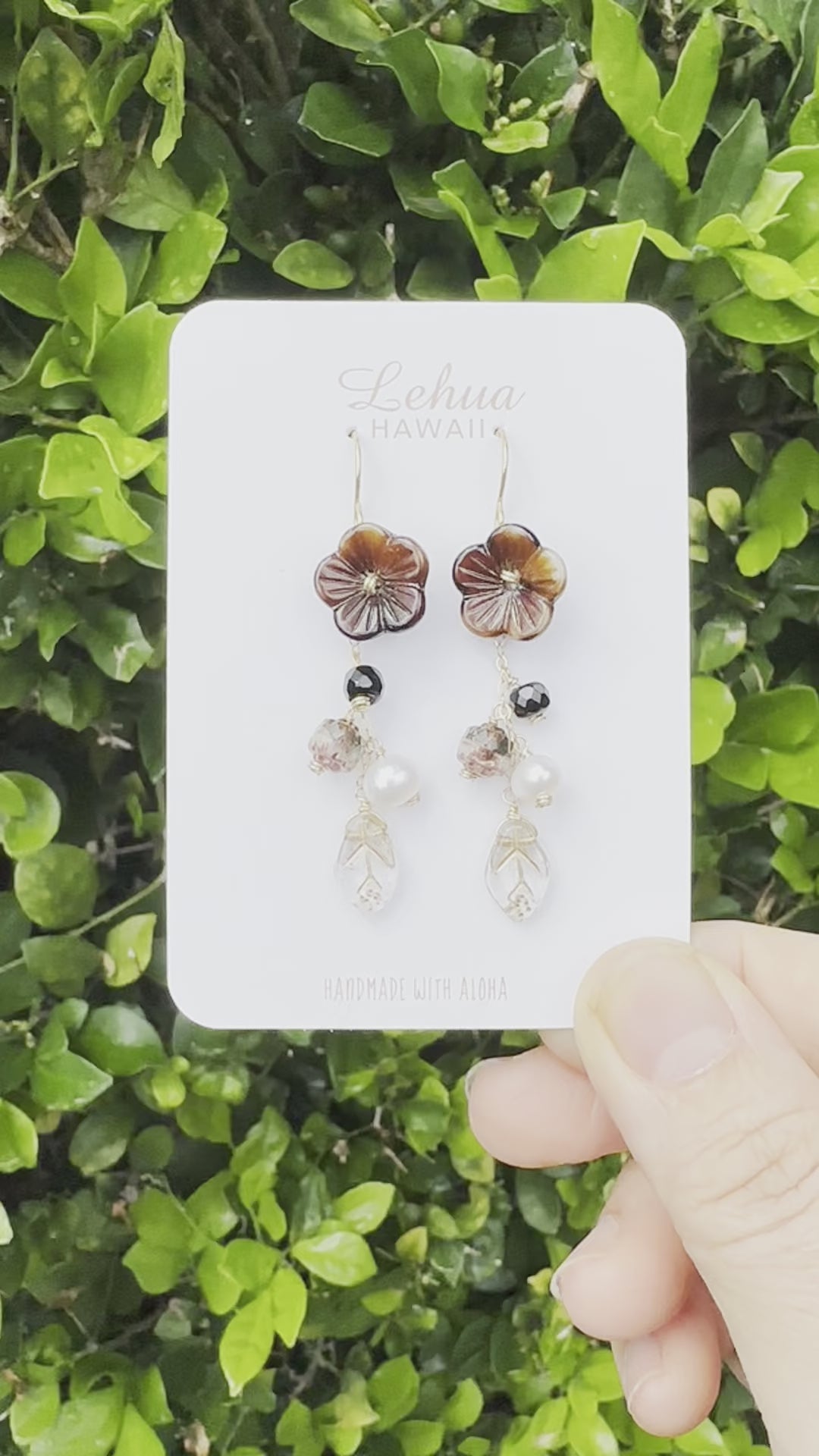 Load video: Vintage Brown Glass Flower Earrings