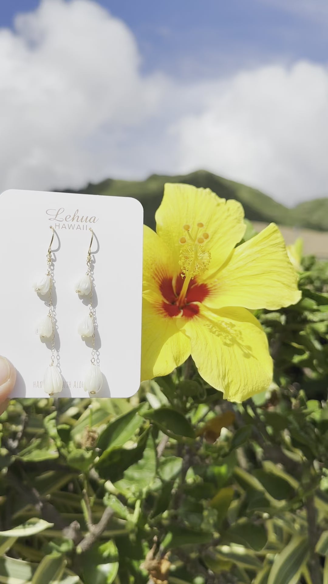 Load video: Triple Pikake Flower Earrings