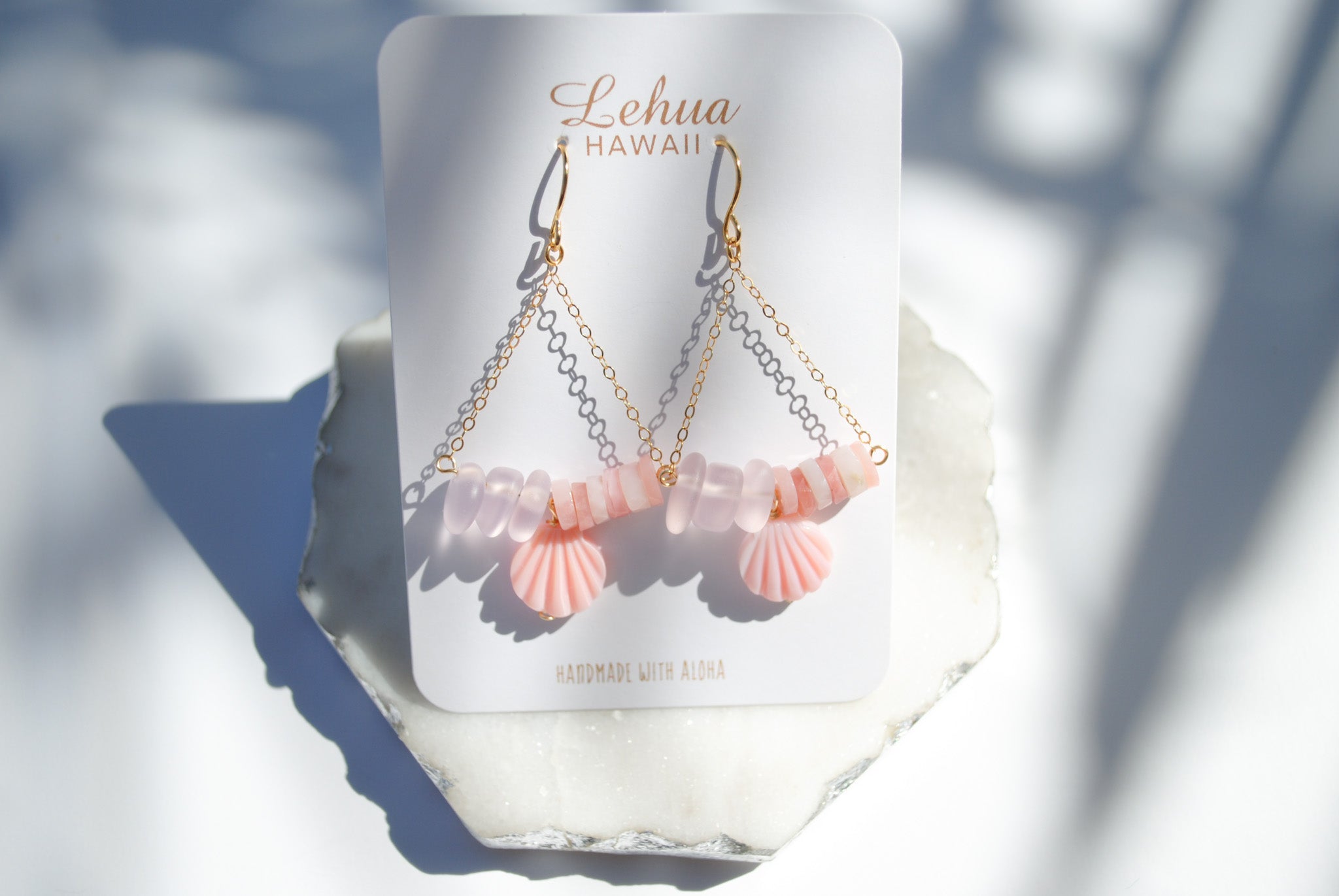 Pink Conch Clam Shell Earrings