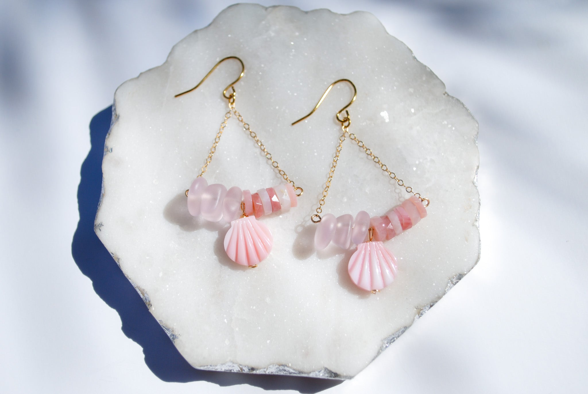 Pink Conch Clam Shell Earrings