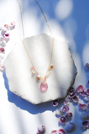 Rose Pink Crystal Necklace