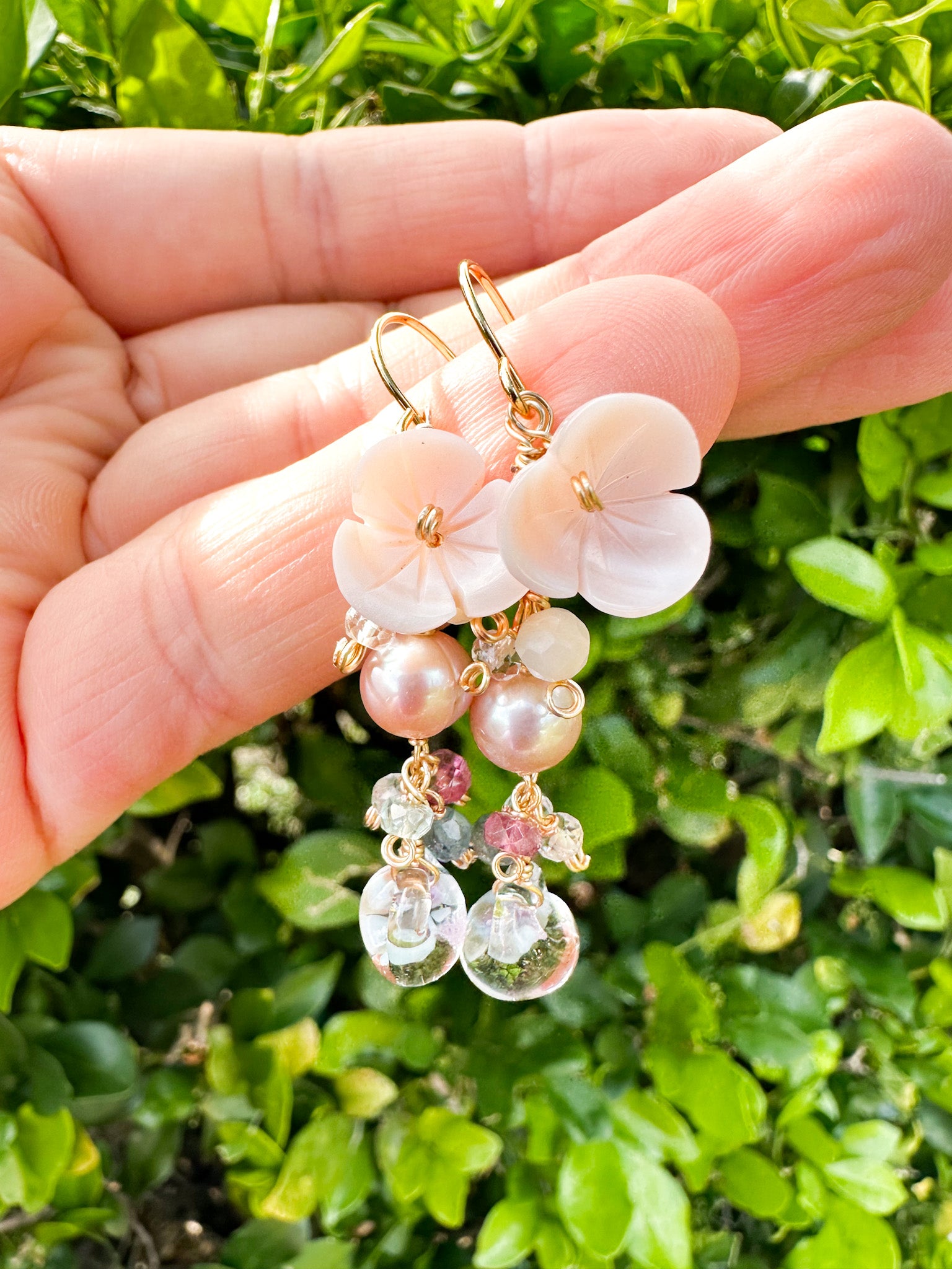 Unicorn Teardrop & Shell Flower Earrings - Lehua Hawaii Jewelry LLC