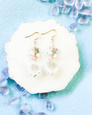 Clear Glass Heart & Gems Earrings