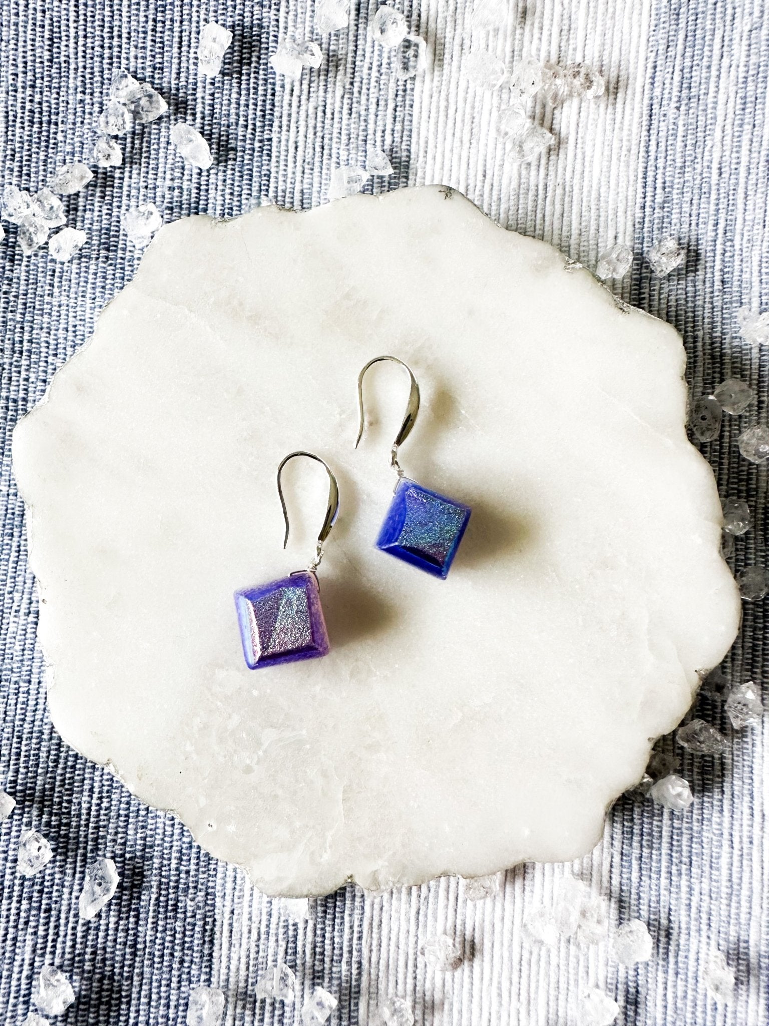 Blue Mystic Druzy Earrings - Lehua Hawaii Jewelry LLC