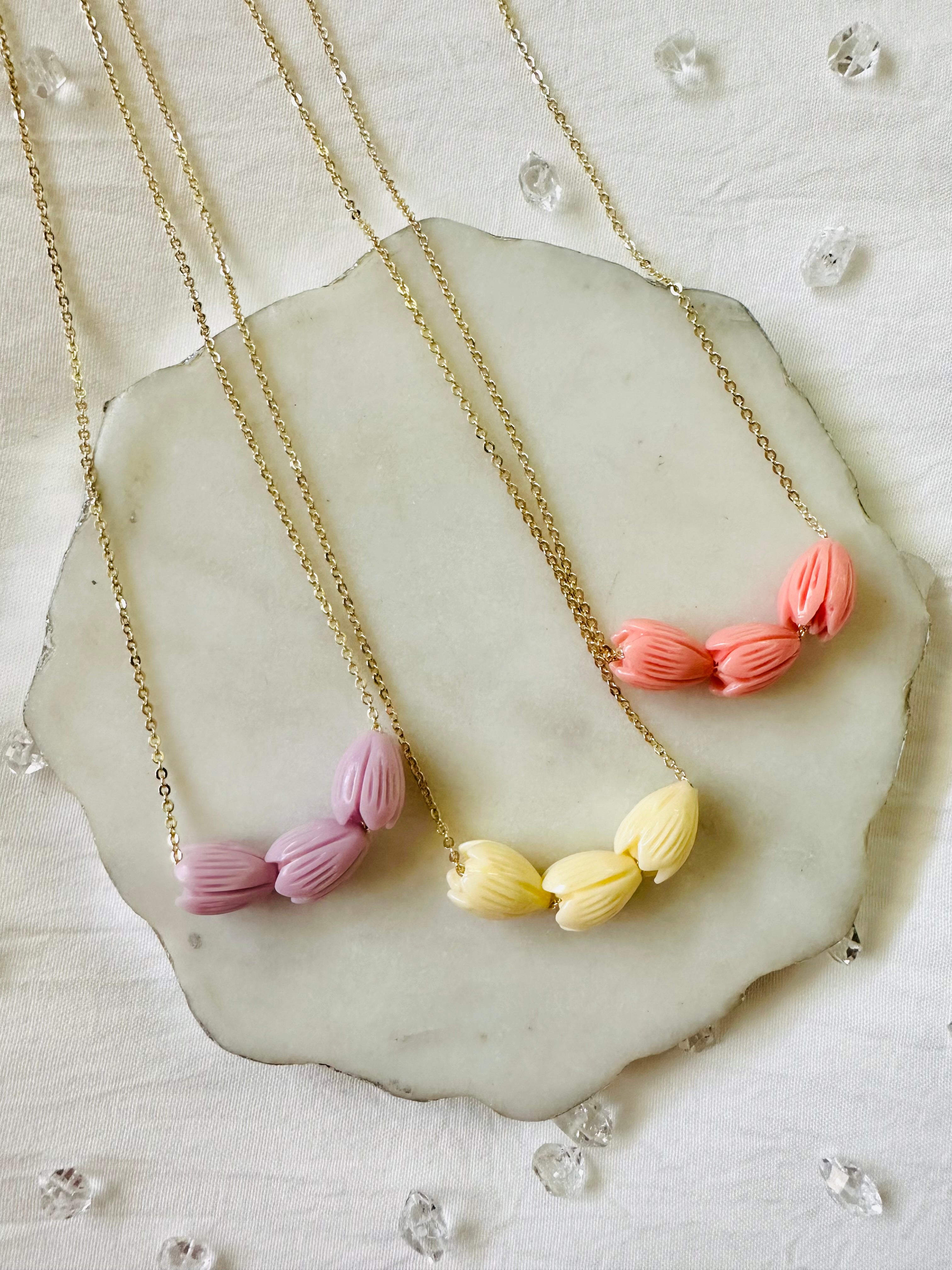 Coral Pikake Necklaces(18”)