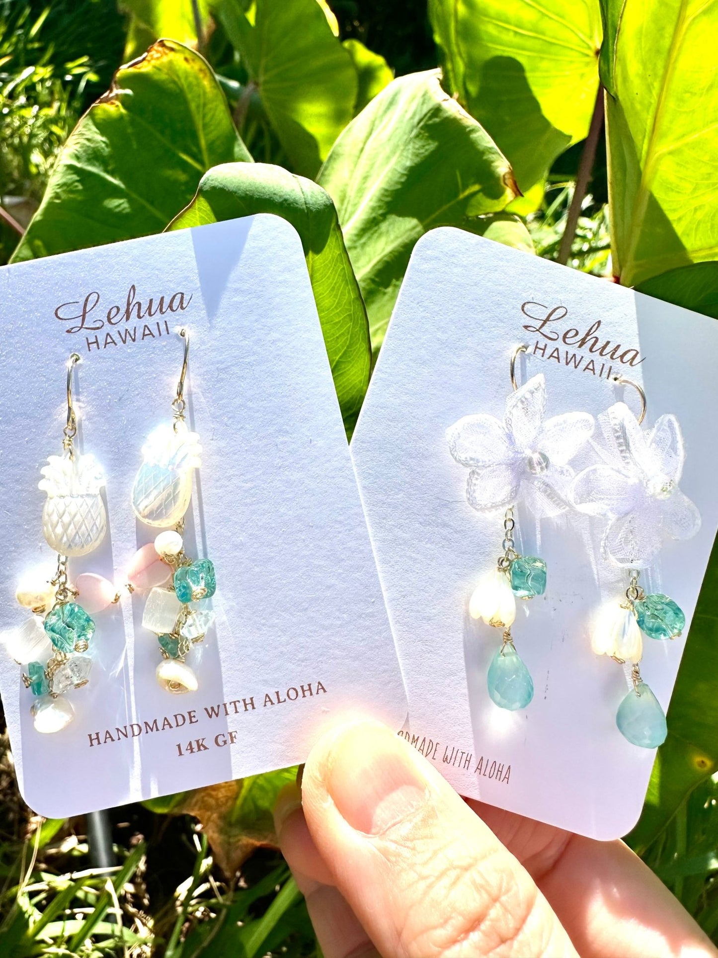 Pineapple & Vintage Glass Earrings - Lehua Hawaii Jewelry LLC