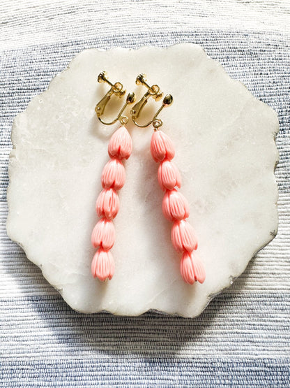 Coral Orange Pikake Earrings - Lehua Hawaii Jewelry LLC