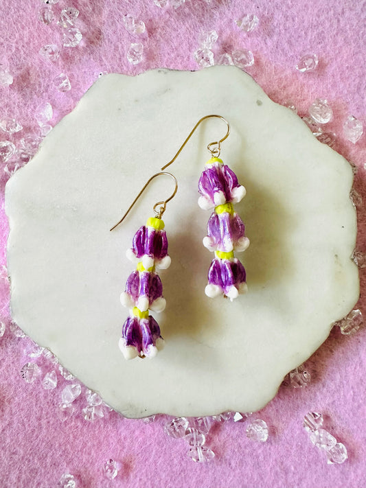 Shinny Purple Crown Flower Earrings