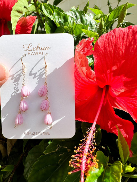 Rosy Lavender Pua Pikake Earrings - Lehua Hawaii Jewelry LLC