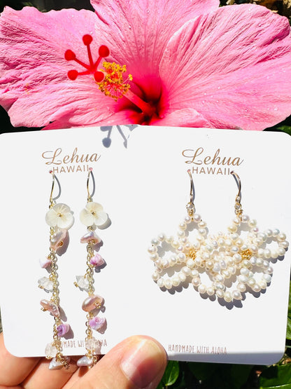 Shell Flower & Pastel Drop Earrings - Lehua Hawaii Jewelry LLC