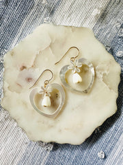 Mother of pearl Heart & Flowers Earrings